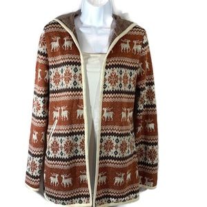 Papaya Open Front Lightweight Hooded Cardigan Sz M